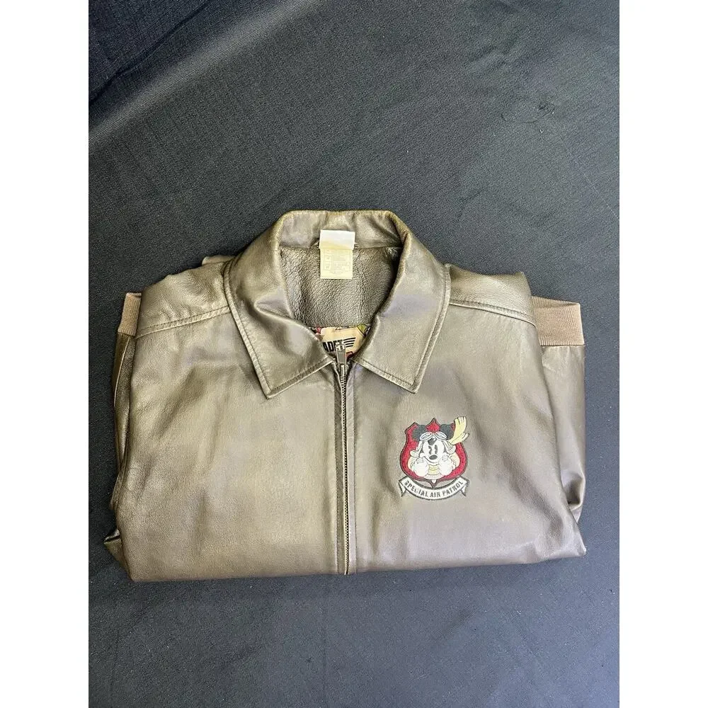 Disney Store Special Air Patrol MICKEY MOUSE Pilot Leather Bomber Jacket Medium